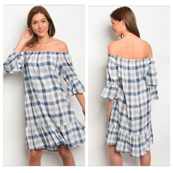 Off the Shoulder Gingham Dress - Picture 8 of 8